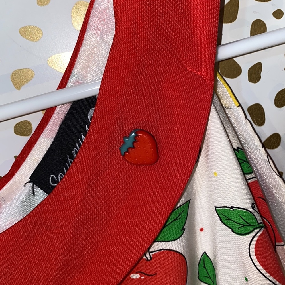 Sourpuss White Dress with Red Accents and Fruit Print - Picture 8 of 11